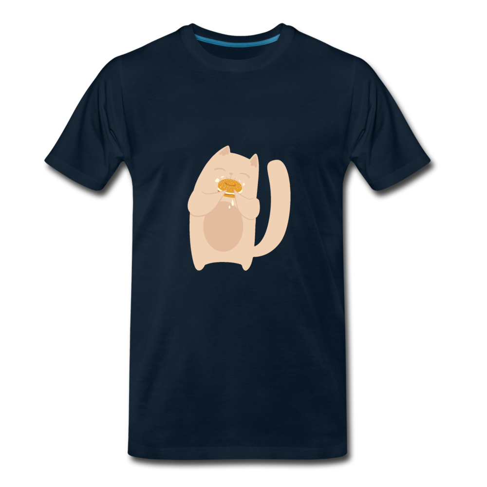 Bagel Cat Men's Premium T-Shirt - deep navy