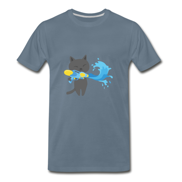 Squirting Cat Men's Premium T-Shirt - steel blue