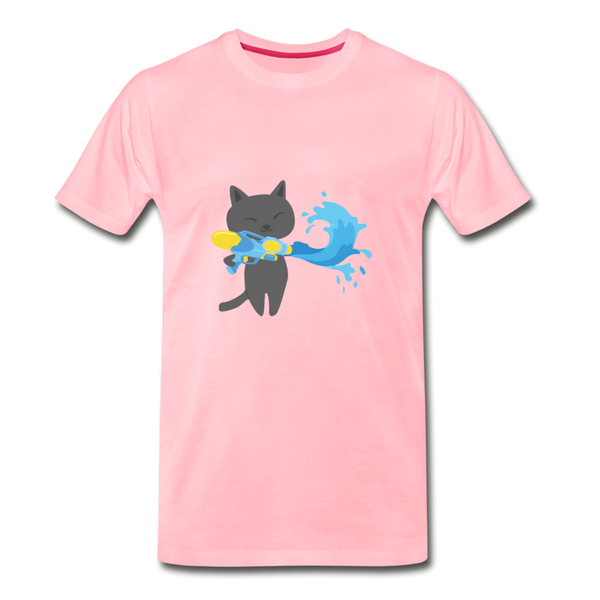 Squirting Cat Men's Premium T-Shirt - pink